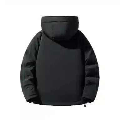 鸭鸭 字母纯色连帽宽松拉链长袖羽绒服 男款