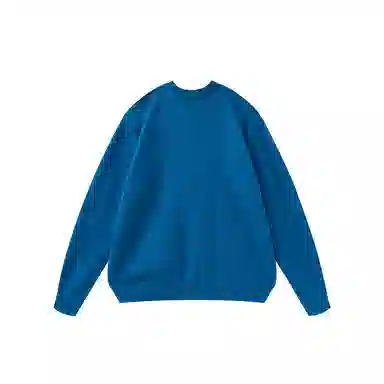 我是大卫 日系简约时尚纯色慵懒风圆领百搭宽松休闲针织衫 男女同款 蓝色