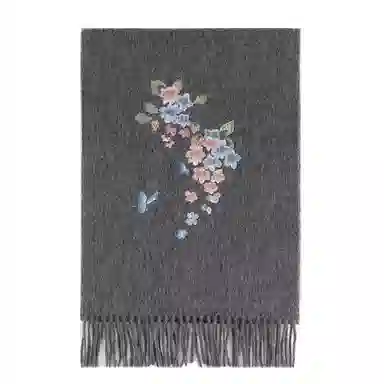 上海故事 秋冬福来系列绵羊毛加厚刺绣工艺流苏设计细腻柔软保暖礼盒包装 绒线围巾 女款