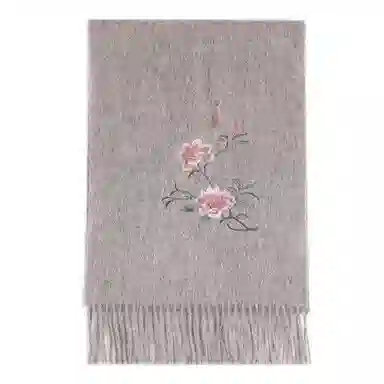 上海故事 秋冬福来系列绵羊毛加厚刺绣工艺流苏设计细腻柔软保暖礼盒包装 绒线围巾 女款