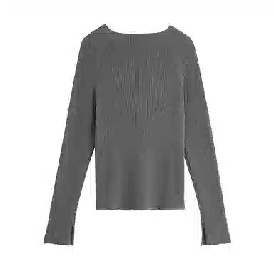 茵曼 法式开叉钉珠圆领百搭针织衫 女款