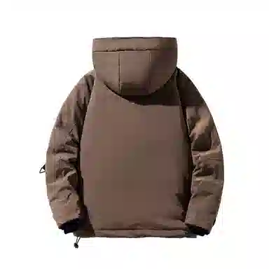 鸭鸭 字母纯色连帽宽松拉链长袖羽绒服 男款