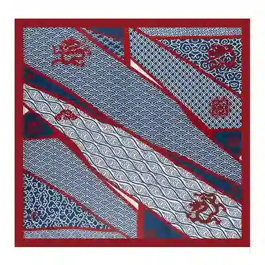 故宫联名 上海故事 秋冬新款龙腾祥云双面印花素绉缎礼盒包装 桑蚕丝 丝巾 女款