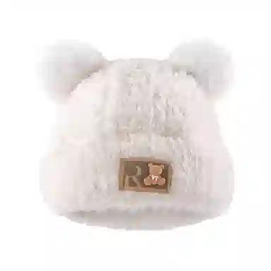 啄木鸟 可爱小熊帽秋冬保暖 立体耳朵贴布字母 毛茸茸显脸小 加厚防寒护耳百搭 聚酯纤维 绒线帽 女款