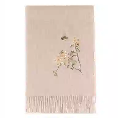 上海故事 秋冬福来系列绵羊毛加厚刺绣工艺流苏设计细腻柔软保暖礼盒包装 绒线围巾 女款