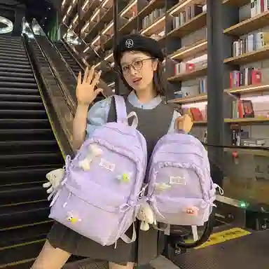 垣途者 日系可爱少女书包初高中大学生学院风背包 尼龙 双肩包 女款 粉色白色黑色紫色黄色绿色