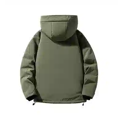 鸭鸭 字母纯色连帽宽松拉链长袖羽绒服 男款