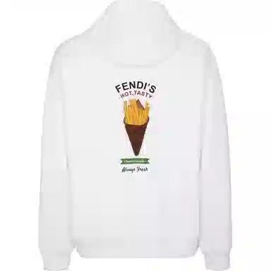 Fendi FW24 Drawstring Hoodie Embroidered Patch White