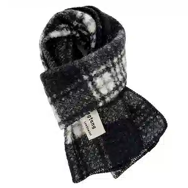 浪莎 韩系氛围感锁边格子保暖围巾男女情侣款秋冬季高级百搭加厚围脖 礼盒装 绒线围巾 男女同款情侣款