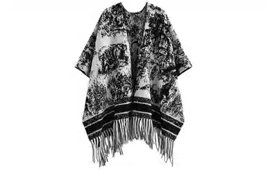 优幽兰 小众设计感复古水墨画双面斗篷韩系高级感法式氛围感旅游打卡拍照披风时尚百搭气质优雅保暖上衣外搭 聚酯纤维 披肩 女款