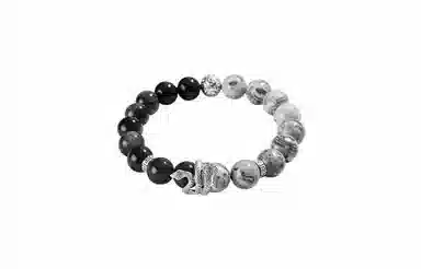 牧言 国潮复古中式简约小众设计高级感 光面立体十二生肖招财纳福绿眼灵蛇钱币圆珠串珠手饰 好运 黑曜石 铜钱福蛇手串 男女同款情侣款