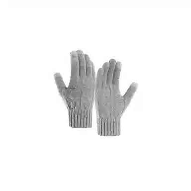 梦特娇 秋冬纯色绞花毛线加厚保暖触屏五指 腈纶 绒线手套 男款