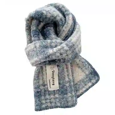 浪莎 韩系氛围感锁边格子保暖围巾男女情侣款秋冬季高级百搭加厚围脖 礼盒装 绒线围巾 男女同款情侣款