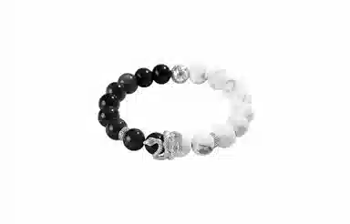 牧言 国潮复古中式简约小众设计高级感 光面立体十二生肖招财纳福绿眼灵蛇钱币圆珠串珠手饰 好运 黑曜石 铜钱福蛇手串 男女同款情侣款