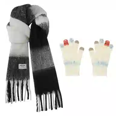 匹克 冬季流苏亲肤保暖组合 聚酯纤维 绒线围巾 男女同款情侣款