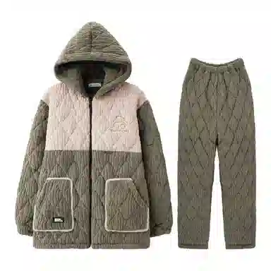 LAMIU Winter Quilted Pajama Set Gray