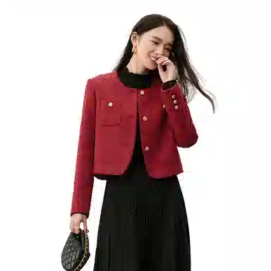 SENTUBILA Elegant Round Neck Short Jacket