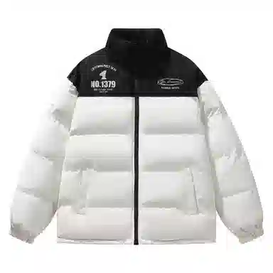 三体 红岸基地系列 撞色拼接简约基础款字母印花美式复古百搭宽松立领开衫保暖加厚防风防寒户外面包服长袖棉服 男女同款