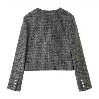 SENTUBILA Elegant Round Neck Short Jacket