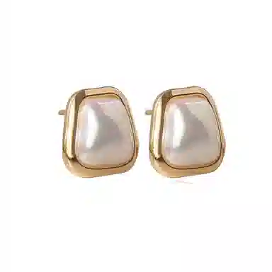 韵系 法式几何珍珠 铜镀金 耳环 女款