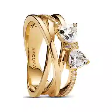 Pandora Starlight Bow Ring Gold Cubic Zirconia