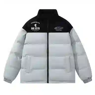 三体 红岸基地系列 撞色拼接简约基础款字母印花美式复古百搭宽松立领开衫保暖加厚防风防寒户外面包服长袖棉服 男女同款