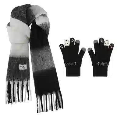 匹克 冬季流苏亲肤保暖组合 聚酯纤维 绒线围巾 男女同款情侣款