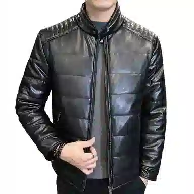 厚款加绒防风保暖纯色割圈绒长袖休闲基础皮棉衣皮衣 男女同款