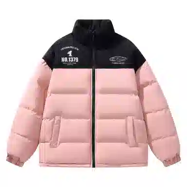 三体 红岸基地系列 撞色拼接简约基础款字母印花美式复古百搭宽松立领开衫保暖加厚防风防寒户外面包服长袖棉服 男女同款