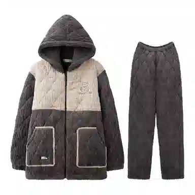 LAMIU Winter Quilted Pajama Set Gray