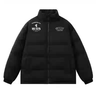 三体 红岸基地系列 撞色拼接简约基础款字母印花美式复古百搭宽松立领开衫保暖加厚防风防寒户外面包服长袖棉服 男女同款