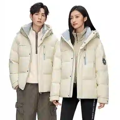 鸭鸭 紫钻系列 中青年时尚韩版潮流百搭短款连帽外套户外运动防风保暖休闲面包羽绒服 男女同款