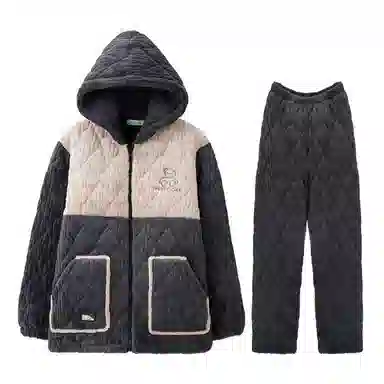 LAMIU Winter Quilted Pajama Set Gray