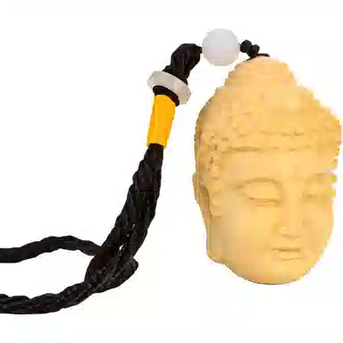 天纵 中式复古风纳福好运文玩挂件 实木双面精雕一念之间善恶佛魔平安手工艺品 黄杨木 木作把件 男女同款情侣款