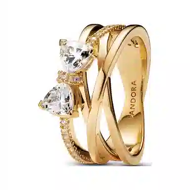 Pandora Starlight Bow Ring Gold Cubic Zirconia