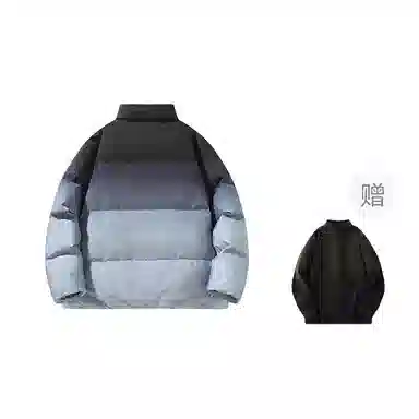 鸭鸭 美式幻影渐变新年战袍加厚保暖鸭绒休闲宽松立领短款无帽暗黑外套羽绒服 男女同款