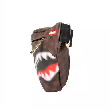 SPRAYGROUND Shark Logo Checkerboard Waist Bag Brown