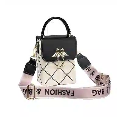 威蒙 洋气日常百搭可爱盐系单肩斜挎包 人造革 手机包 女款 白色/黑色/卡其/粉色/绿色