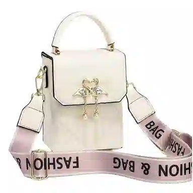 威蒙 洋气日常百搭可爱盐系单肩斜挎包 人造革 手机包 女款 白色/黑色/卡其/粉色/绿色