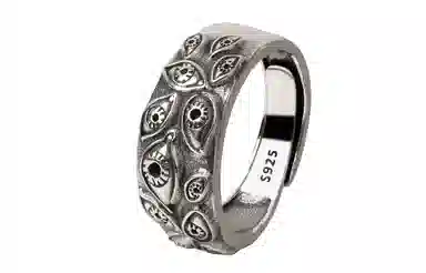 OWNREWARDS Demon Eye Silver Ring
