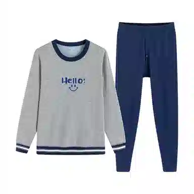 贴身领域 青少年内衣加绒加厚内搭棉毛衫打底秋衣秋裤冬季保暖套装 男款