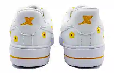 【定制球鞋】特步 空军一号 小黄花 喷涂手绘 简约舒适 潮流百搭 防滑耐磨 低帮 板鞋 男女同款 白黄色