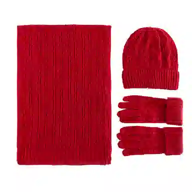 上海故事 新款针织三件套亲肤保暖百搭多色选择礼盒包装 聚酯纤维 绒线围巾 女款