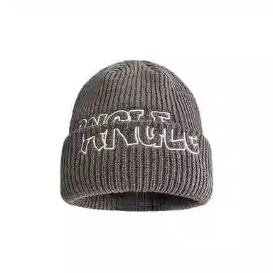 浪莎 学院风大头围潮酷字母刺绣针织绒线帽男女情侣款冬季百搭显脸小保暖毛线帽 涤纶 绒线帽 男女同款情侣款