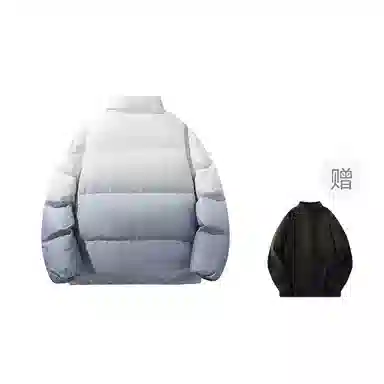 鸭鸭 美式幻影渐变新年战袍加厚保暖鸭绒休闲宽松立领短款无帽暗黑外套羽绒服 男女同款