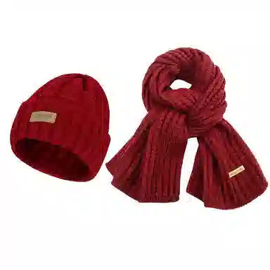 啄木鸟 韩版百搭帽子围巾两件套装加宽加厚保暖防寒肤白显脸小文艺氛围感 腈纶 绒线帽 男女同款情侣款