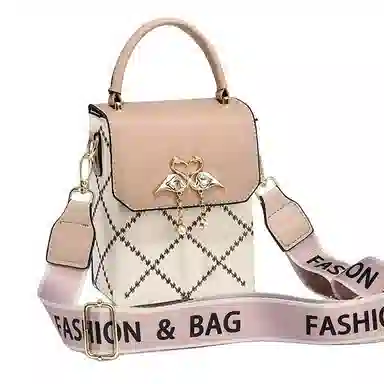 威蒙 洋气日常百搭可爱盐系单肩斜挎包 人造革 手机包 女款 白色/黑色/卡其/粉色/绿色