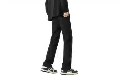 大卫贝肯 水洗做旧设计感刮破直筒铅笔裤美式高街宽松休闲百搭日常通勤基础款纯色中腰柔软小脚牛仔裤 男女同款