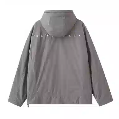 鬼洗 恐龙化石走线长袖连帽宽松棉服 男款