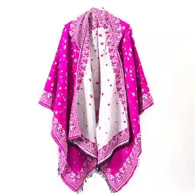 山一丸 开叉秋冬民族风加厚保暖披风外搭 仿羊绒 披肩 女款